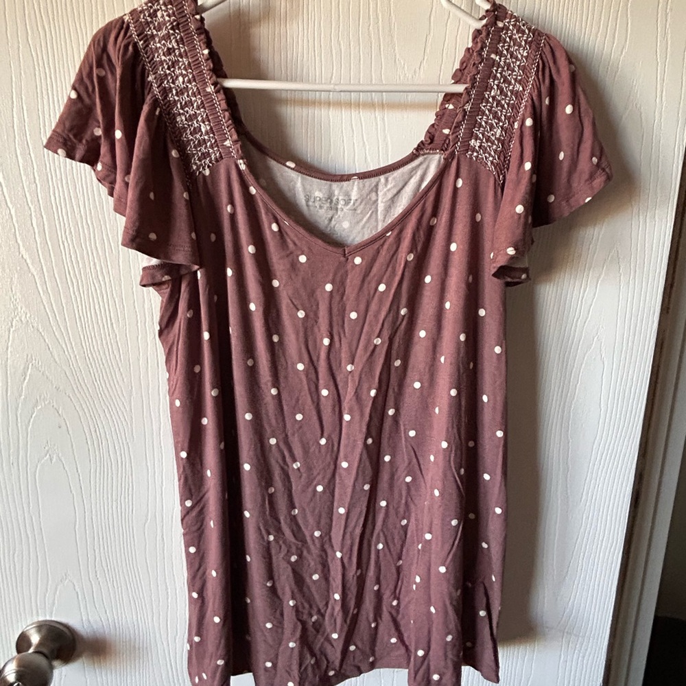 torrid Mauve Polka Dot Scoop Neck Top